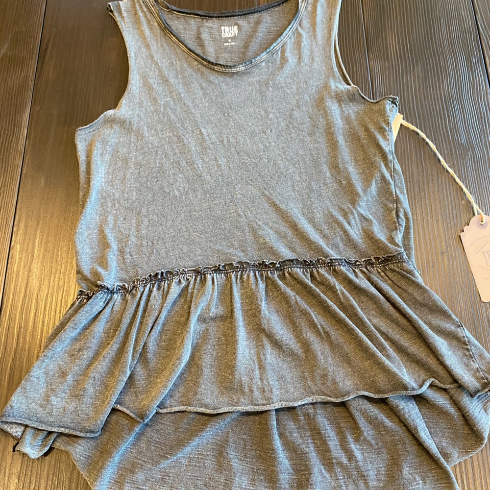 Black/Grey Medium True Craft Tank Top, Boho, Longer Length, Unworn, Tag Still On